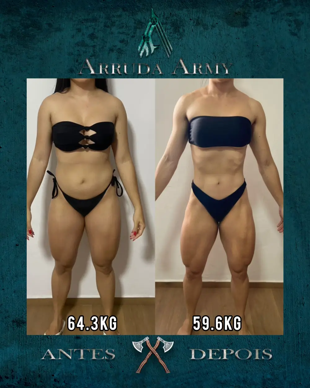 Antes e depois de um aluno do Arruda Army — ângulo frente