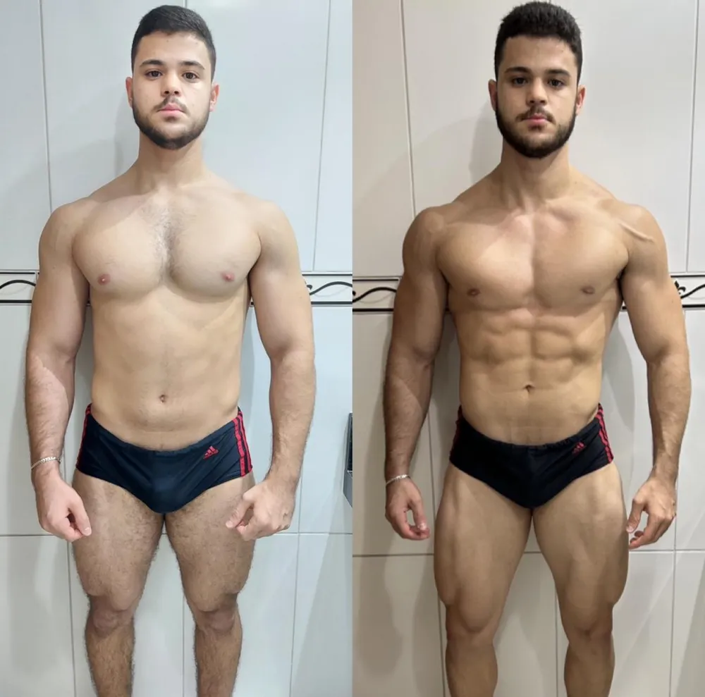 Antes e depois de um aluno do Arruda Army — ângulo frente