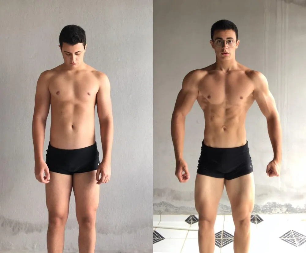 Antes e depois de um aluno do Arruda Army — ângulo frente