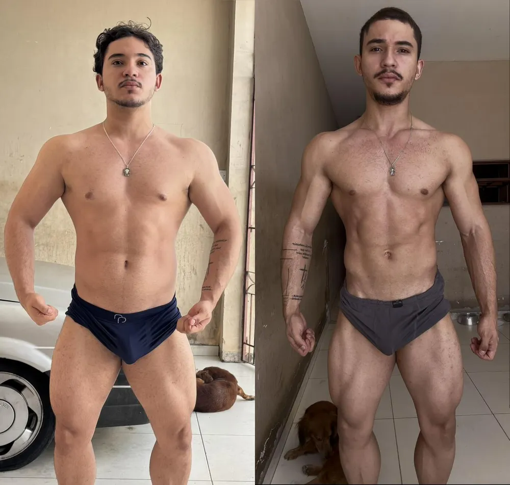 Antes e depois de um aluno do Arruda Army — ângulo frente