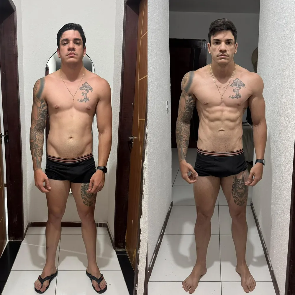 Antes e depois de um aluno do Arruda Army — ângulo frente
